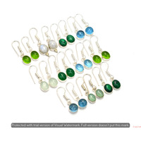 Opalite & Mixed 15 Pair Wholesale Lot 925 Sterling Silver Earring NLE-888