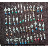 Opalite & Mixed 15 Pair Wholesale Lot 925 Sterling Silver Earring NLE-875