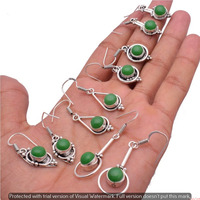 Green Onyx 15 Pair Wholesale Lot 925 Sterling Silver Earring NLE-872