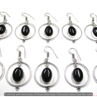 Black Onyx 15 Pair Wholesale Lot 925 Sterling Silver Earring NLE-854