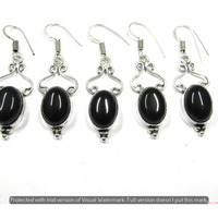 Black Onyx 15 Pair Wholesale Lot 925 Sterling Silver Earring NLE-851