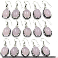 Rose Quartz 15 Pair Wholesale Lot 925 Sterling Silver Earring NLE-849