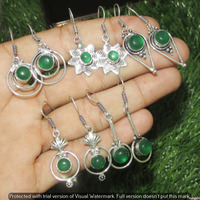 Green Onyx 15 Pair Wholesale Lot 925 Sterling Silver Earring NLE-846