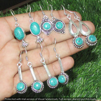 Turquoise 15 Pair Wholesale Lot 925 Sterling Silver Earring NLE-845