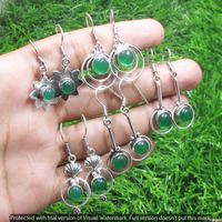 Green Onyx 15 Pair Wholesale Lot 925 Sterling Silver Earring NLE-824