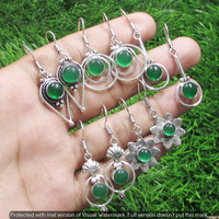 Green Onyx 15 Pair Wholesale Lot 925 Sterling Silver Earring NLE-817
