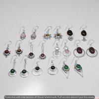 Garnet & Mixed 15 Pair Wholesale Lot 925 Sterling Silver Earring NLE-807