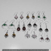 Tiger Eye & Mixed 15 Pair Wholesale Lot 925 Sterling Silver Earring NLE-800