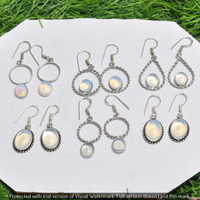Opalite 15 Pair Wholesale Lot 925 Sterling Silver Earring NLE-768