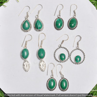 Malachite 15 Pair Wholesale Lot 925 Sterling Silver Earring NLE-757