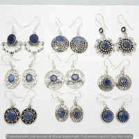Lapis Lazuli 15 Pair Wholesale Lot 925 Sterling Silver Earring NLE-743