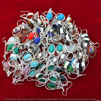 Coral & Mixed 15 Pair Wholesale Lot 925 Sterling Silver Earring NLE-738