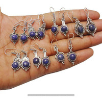 Lapis Lazuli 15 Pair Wholesale Lot 925 Sterling Silver Earring NLE-731