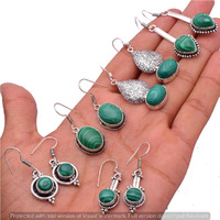Malachite 15 Pair Wholesale Lot 925 Sterling Silver Earring NLE-709