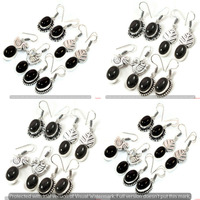 Black Onyx 10 Pair Wholesale Lot 925 Sterling Silver Earring NLE-676