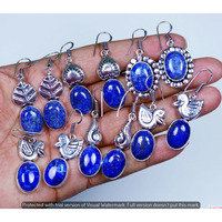 Lapis Lazuli 10 Pair Wholesale Lot 925 Sterling Silver Earring NLE-641