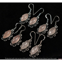 Rose Quartz 10 Pair Wholesale Lot 925 Sterling Silver Earring NLE-630