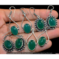 Green Onyx 10 Pair Wholesale Lot 925 Sterling Silver Earring NLE-617
