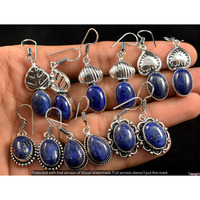 Lapis Lazuli 10 Pair Wholesale Lot 925 Sterling Silver Earring NLE-614