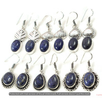 Lapis Lazuli 10 Pair Wholesale Lot 925 Sterling Silver Earring NLE-612