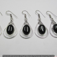 Black Onyx 10 Pair Wholesale Lot 925 Sterling Silver Earring NLE-557
