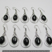 Black Onyx 10 Pair Wholesale Lot 925 Sterling Silver Earring NLE-556