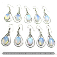 Opalite 10 Pair Wholesale Lot 925 Sterling Silver Earring NLE-552