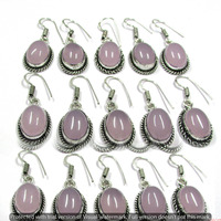 Rose Quartz 10 Pair Wholesale Lot 925 Sterling Silver Earring NLE-548
