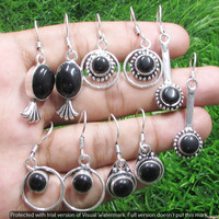 Black Onyx 10 Pair Wholesale Lot 925 Sterling Silver Earring NLE-513