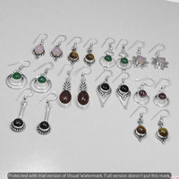 Tiger Eye & Mixed 10 Pair Wholesale Lot 925 Sterling Silver Earring NLE-501