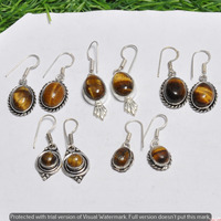 Tiger Eye 10 Pair Wholesale Lot 925 Sterling Silver Earring NLE-465