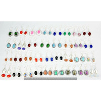 Garnet & Mixed 10 Pair Wholesale Lot 925 Sterling Silver Earring NLE-445