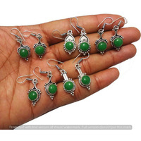 Green Onyx 10 Pair Wholesale Lot 925 Sterling Silver Earring NLE-435