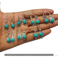Turquoise 5 Pair Wholesale Lot 925 Sterling Silver Earring NLE-336