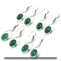 Green Onyx 5 Pair Wholesale Lot 925 Sterling Silver Earring NLE-320