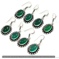 Green Onyx 5 Pair Wholesale Lot 925 Sterling Silver Earring NLE-315