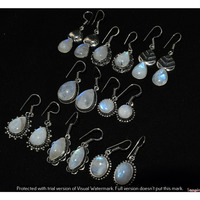 Rainbow Moonstone 100 Pair Wholesale Lot 925 Sterling Silver Earring NLE-2742