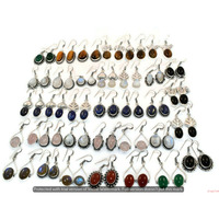 Tiger Eye & Mixed 100 Pair Wholesale Lot 925 Sterling Silver Earring NLE-2706