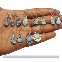 Opalite 100 Pair Wholesale Lot 925 Sterling Silver Earring NLE-2530