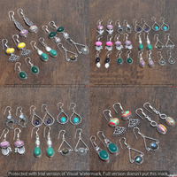Garnet & Mixed 50 Pair Wholesale Lot 925 Sterling Silver Earring NLE-2469
