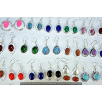 Coral & Mixed 50 Pair Wholesale Lot 925 Sterling Silver Earring NLE-2439