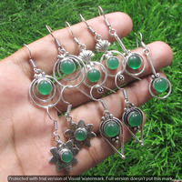 Green Onyx 5 Pair Wholesale Lot 925 Sterling Silver Earring NLE-238
