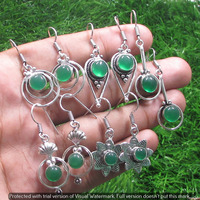 Green Onyx 5 Pair Wholesale Lot 925 Sterling Silver Earring NLE-230