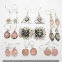 Rose Quartz 50 Pair Wholesale Lot 925 Sterling Silver Earring NLE-2240