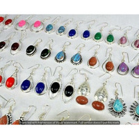 Coral & Mixed 40 Pair Wholesale Lot 925 Sterling Silver Earring NLE-2078