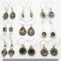 Smoky Topaz 40 Pair Wholesale Lot 925 Sterling Silver Earring NLE-1942