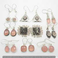 Rose Quartz 40 Pair Wholesale Lot 925 Sterling Silver Earring NLE-1940