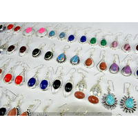 Coral & Mixed 30 Pair Wholesale Lot 925 Sterling Silver Earring NLE-1898