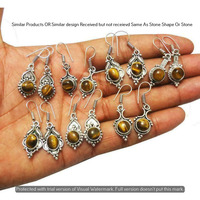 Tiger Eye 5 Pr Wholesale Lot 925 Sterling Silver Plated Jewelry NE-308