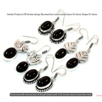 Black Onyx 5 Pr Wholesale Lot 925 Sterling Silver Plated Jewelry NE-278